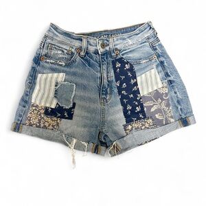 American Eagle Outfitters Women's Blue Patchwork Jean Shorts